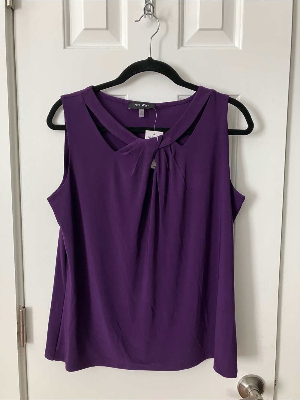 Nine West Sleeveless Twist-Detail Blouse in Purple